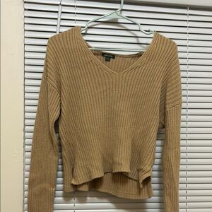 Tan Ribbed Knit Sweater Top